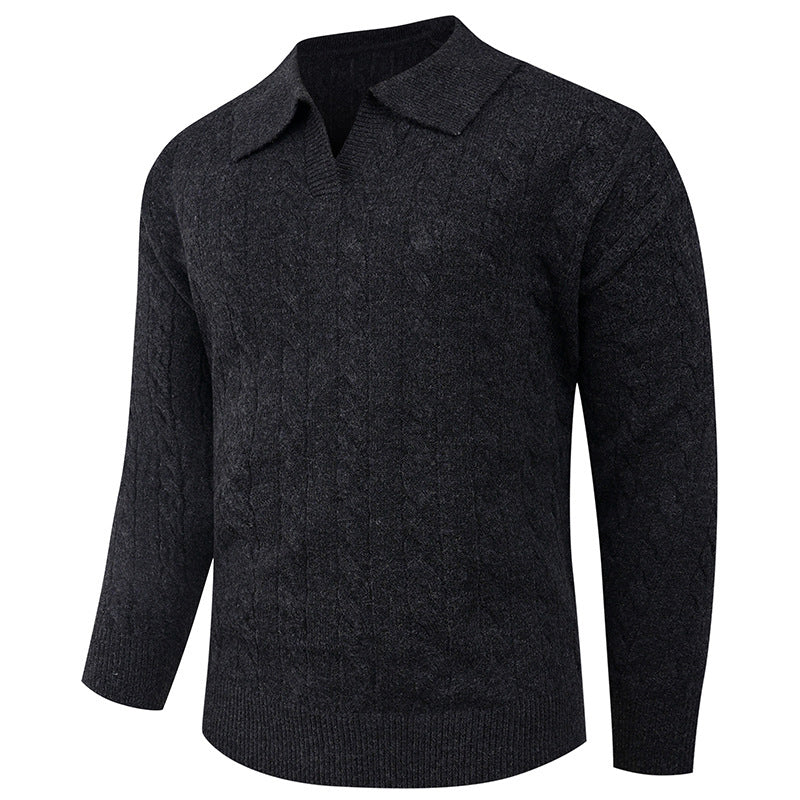 Men's Casual Lapel Knit Sweater