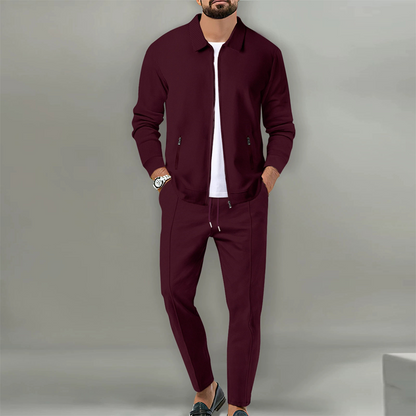 Men’s Stylish Lapel Jacket & Jogger Pants 2-Piece Set