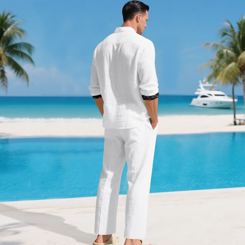 Men’s Casual Loose Shirt & Pants 2-Piece Set