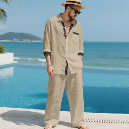 Men’s Casual Loose Shirt & Pants 2-Piece Set
