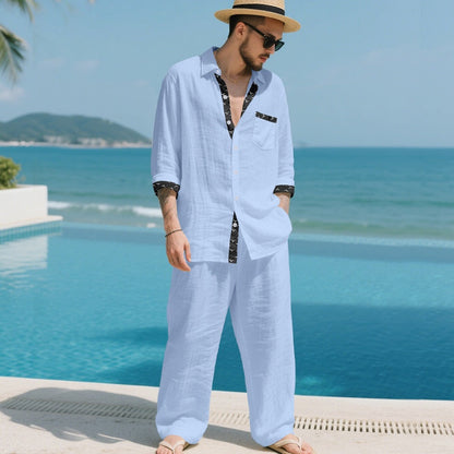 Men’s Casual Loose Shirt & Pants 2-Piece Set