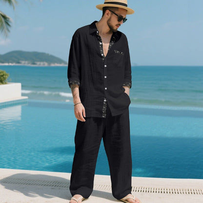 Men’s Casual Loose Shirt & Pants 2-Piece Set