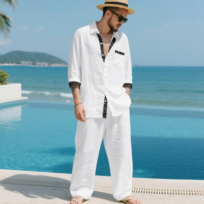 Men’s Casual Loose Shirt & Pants 2-Piece Set