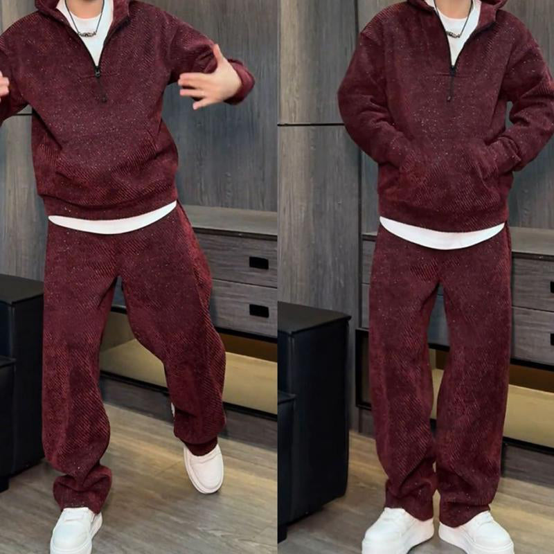Men’s Stylish Hoodie & Wide Leg Pants 2-Piece Set