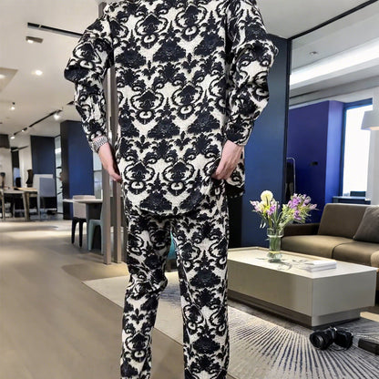 Men's Floral Print Jacket & Pants Set