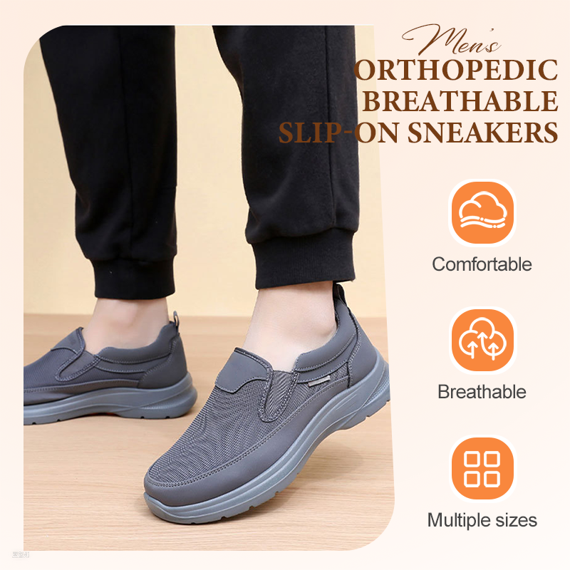👟 60% OFF NOW! ✨ Men's Orthopedic Breathable Slip-On Sneakers - Arch Support with Memory Foam Insoles for All-Day Comfort 🏃‍♂️💨