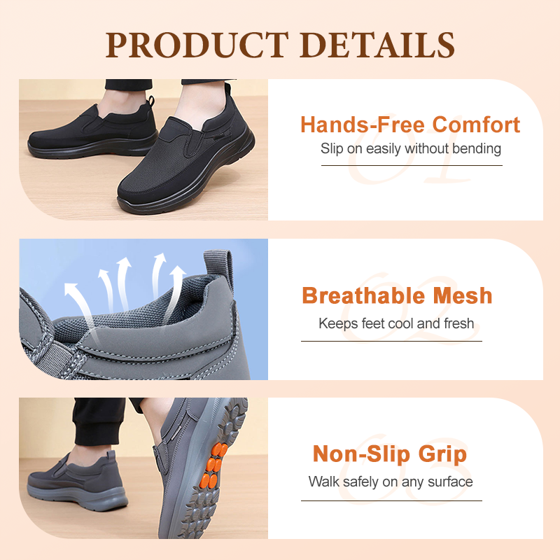 👟 60% OFF NOW! ✨ Men's Orthopedic Breathable Slip-On Sneakers - Arch Support with Memory Foam Insoles for All-Day Comfort 🏃‍♂️💨