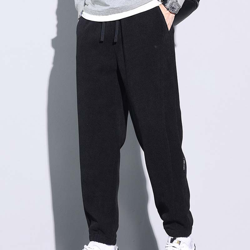 Men's Tapered Drawstring Corduroy Pants with Pockets