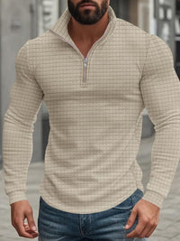 Men's Stand Collar Half-Zip Long Sleeve Sweatshirt