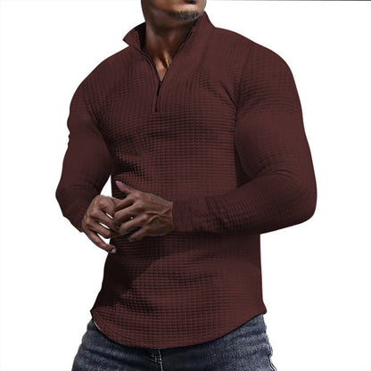 Men's Stand Collar Half-Zip Long Sleeve Sweatshirt