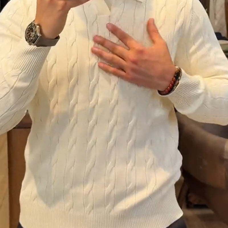 Men's Casual Lapel Knit Sweater