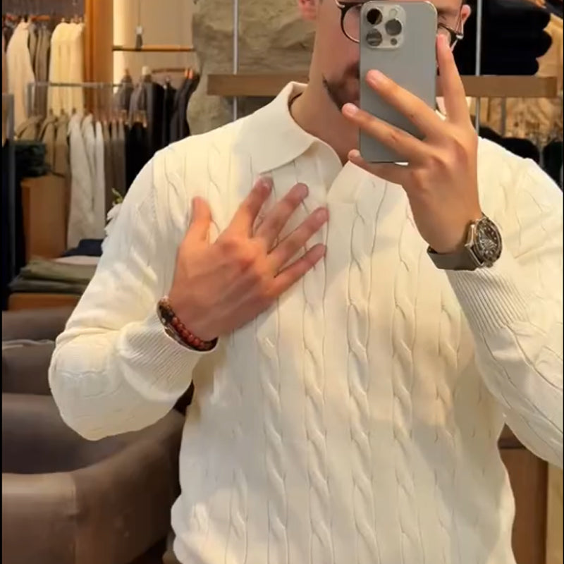 Men's Casual Lapel Knit Sweater