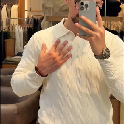 Men's Casual Lapel Knit Sweater