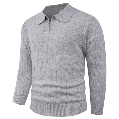 Men's Casual Lapel Knit Sweater