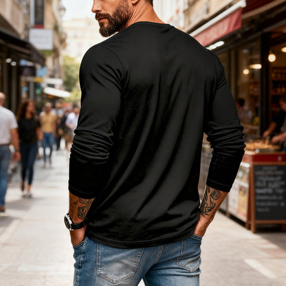 Gentlemanly and elegant Men’s Slim Fit Henley Long Sleeve T-Shirt