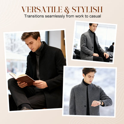 Men's Warm Mid-Length Stand-Collar Coat