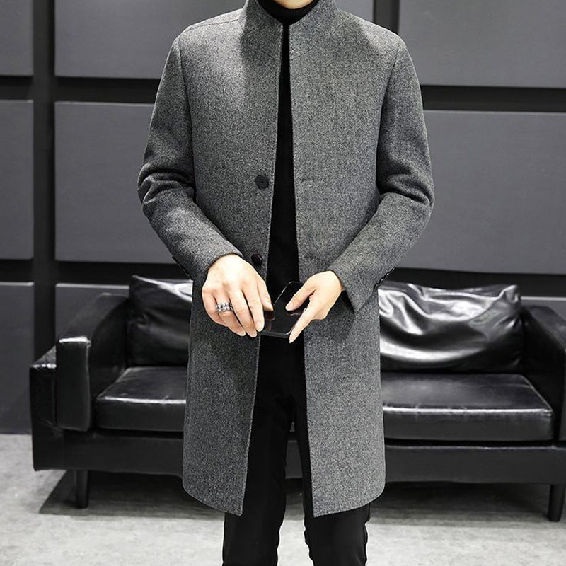 Men's Warm Mid-Length Stand-Collar Coat